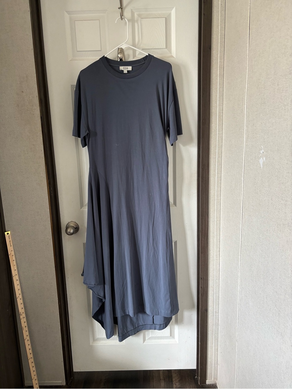 COS Slate Blue Asymmetrical Jersey Dress